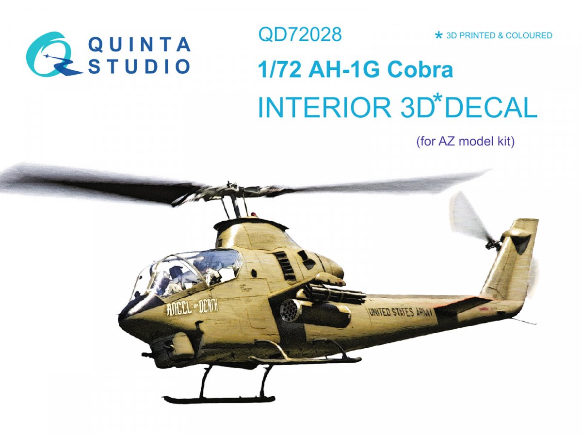Quinta Studio QD72028 Ah-1G 3D-Printed &amp;amp; coloured Interior on decal paper (AZ models) 1/72