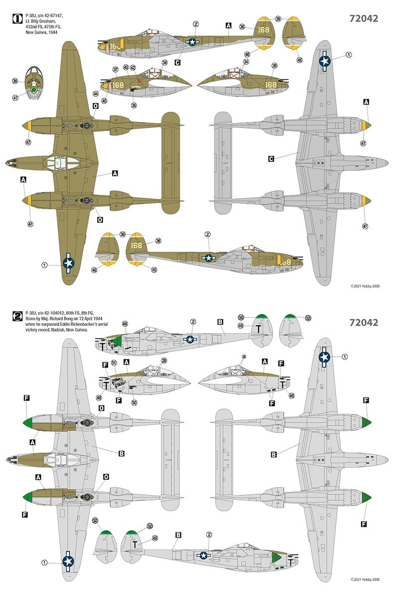 Hobby 2000 72042 P-38J Lightning - Pacific 1944 1/72 – immagine 3
