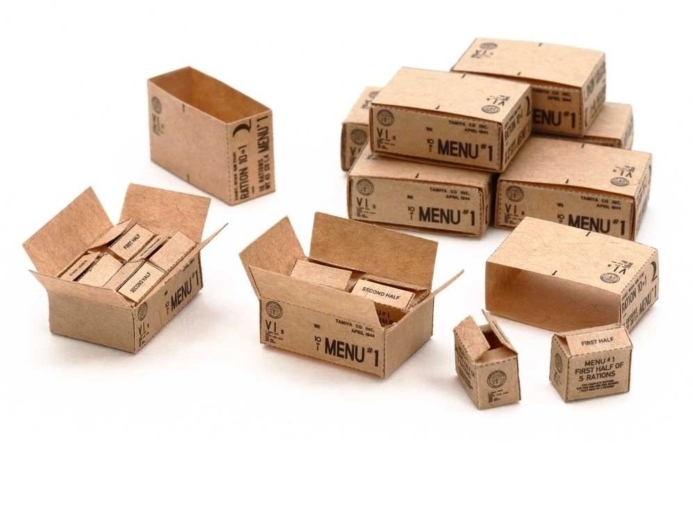 Tamiya 12689 Boîtes de rations 10 en 1 de la Seconde Guerre mondiale, échelle 1/35