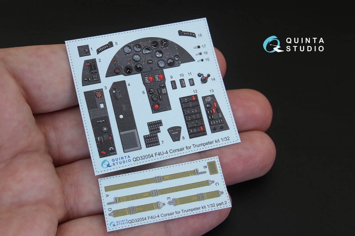 Quinta Studio QD32054 F4U-4 3D-Printed &amp;amp; coloured Interior on decal paper (for Trumpeter kit) 1/32 – zdjęcie 2