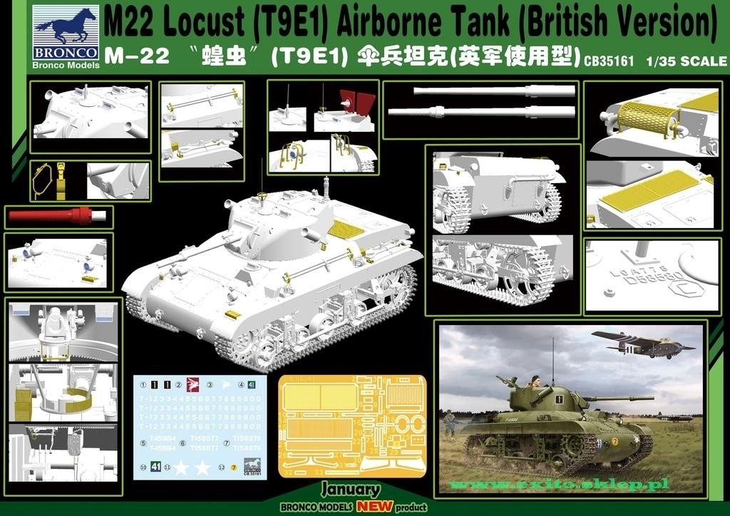 Bronco CB35161 M-22 Locust (T9E1) Airborne Tank (British Version) 1/35 – zdjęcie 2