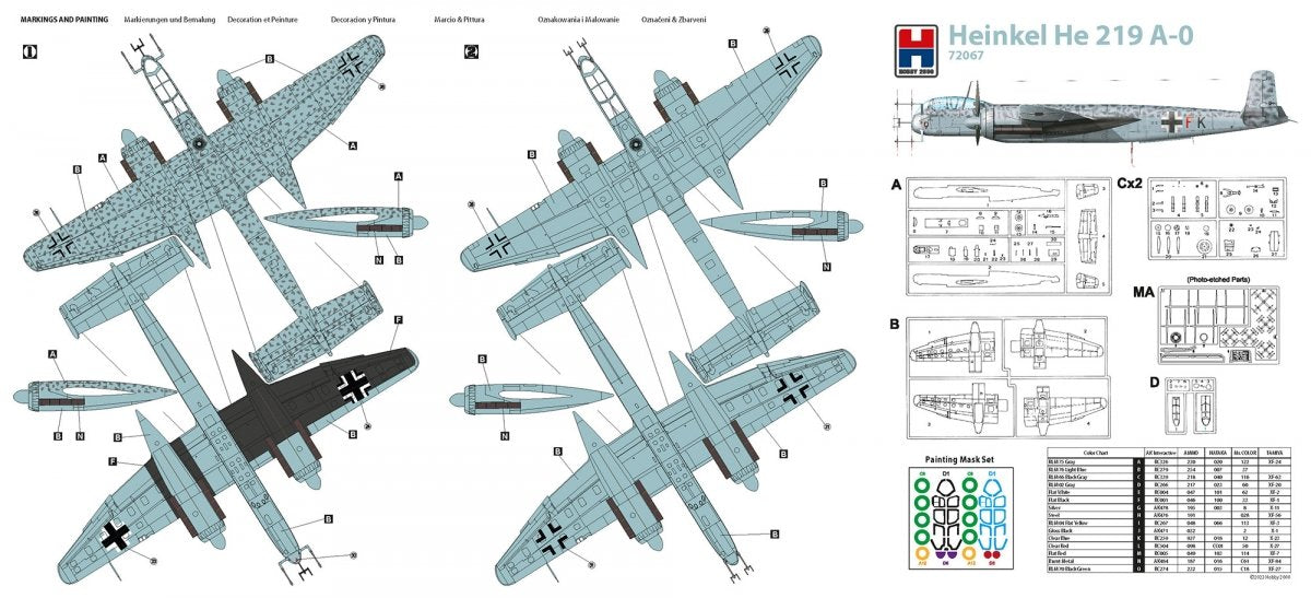 Hobby 2000 72067 Heinkel He 219 A-0 ( DRAGON + CARTOGRAF + MASKI) 1/72 – zdjęcie 5