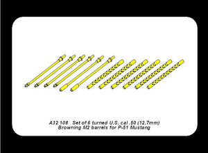 Aber A32108 Set of 6 turned U.S. cal .50 (12,7mm) Browning M2 barrels for P-51 Mustang 1/32 – zdjęcie 11