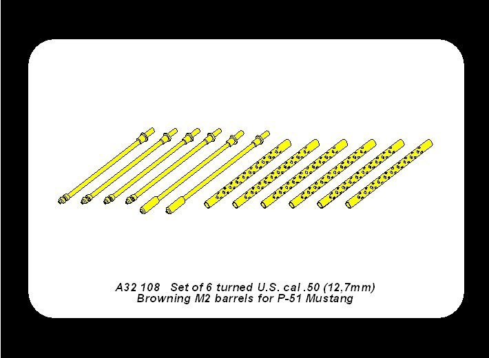 Aber A32108 Set of 6 turned U.S. cal .50 (12,7mm) Browning M2 barrels for P-51 Mustang 1/32 – zdjęcie 11