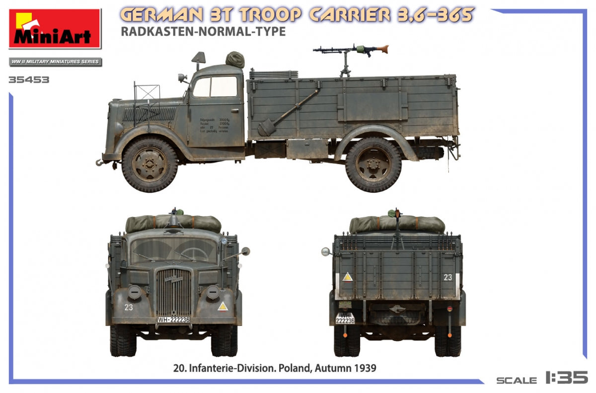 Miniart 35453 German 3t Troop Carrier 3.6-36S Radkasten-Normal-Type 1/35 – zdjęcie 5