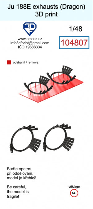 Omask 104807 Ju 188E exhaust (Dragon) 3D print 1/48 – zdjęcie 2