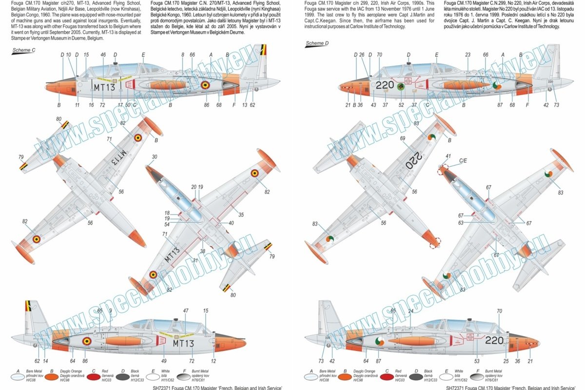 Special Hobby 72371 Fouga CM.170 Magister &amp;#39;French, Belgian &amp;amp; Irish Service&amp;#39; 1/72 – zdjęcie 4