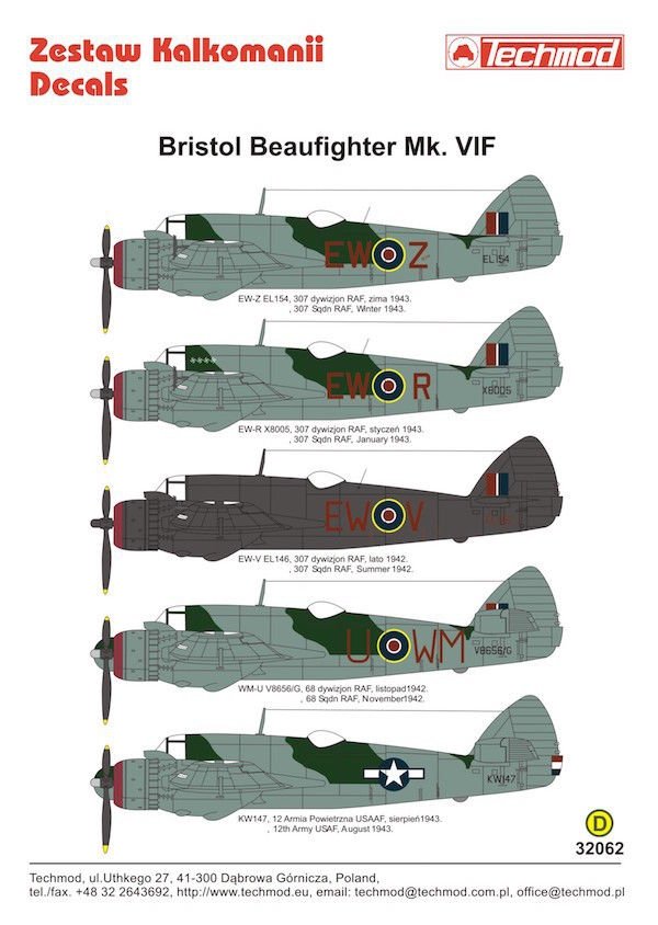 Techmod 32062 Bristol Beaufighter Mk.VIF 1/32