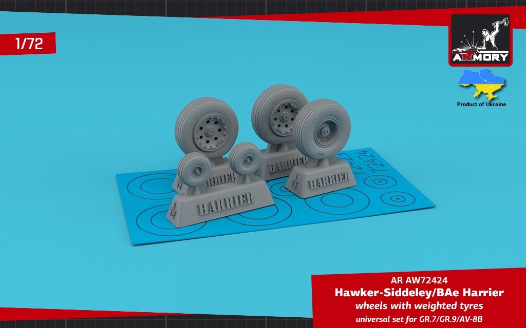 Armory Models AW72424 HS Harrier GR.7/GR.9/AV-8B wheels w/ weighted tires 1/72