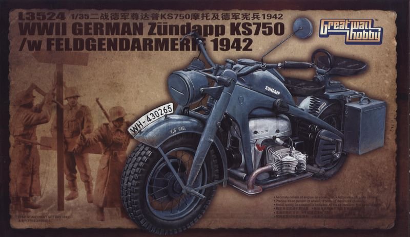 Great Wall Hobby L3524 WWII German Zundapp KS750 /w Feldgendarmerie 1942 1/35