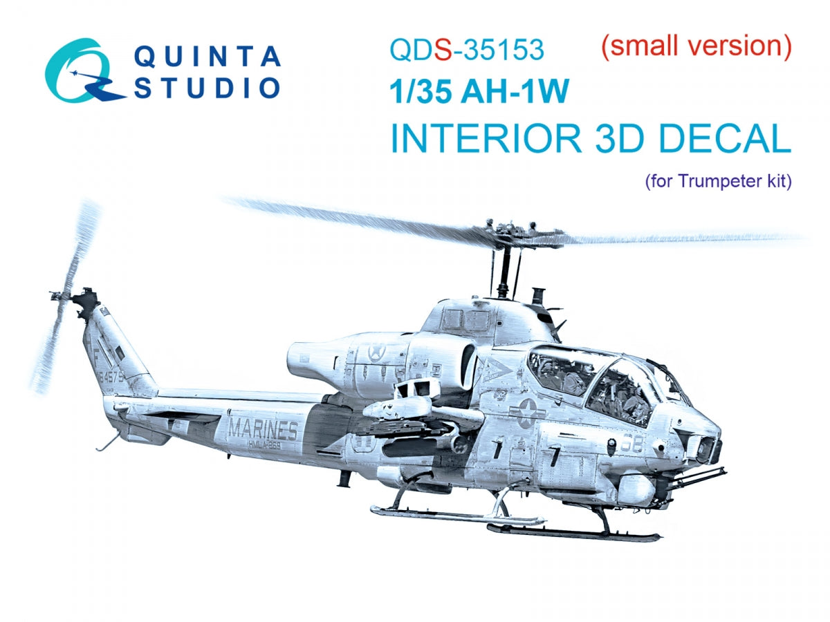 Quinta Studio QDS-35153 AH-1W 3D-Printed &amp;amp; coloured Interior on decal paper (Trumpeter) (Small version) 1/35