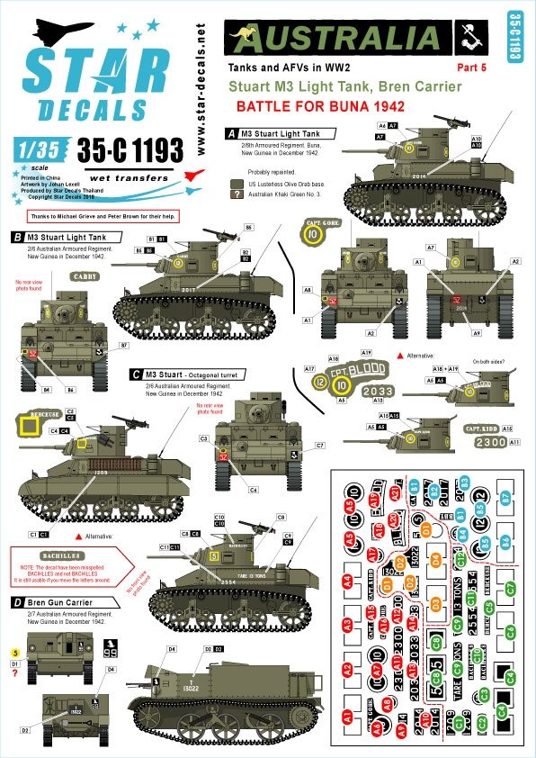 Star Decals 35-C1193 Australia Tanks and AFVs #5 1/35
