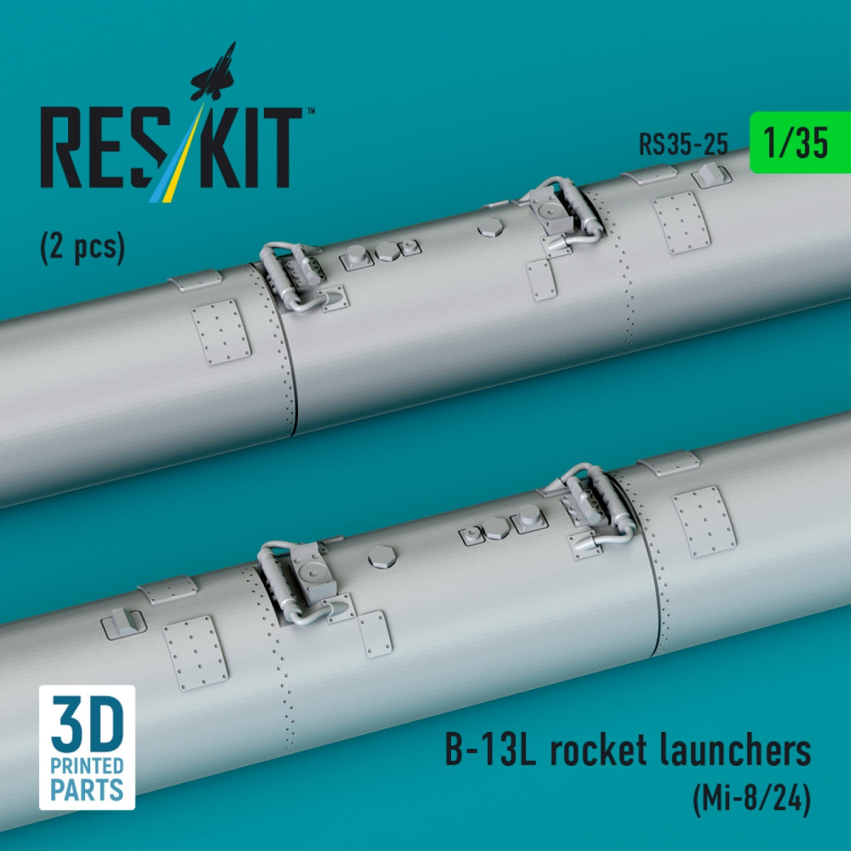RESKIT RS35-0025 B-13L rocket launchers (2 pcs) (Mi-8/24) (3D printed) 1/35 – zdjęcie 3