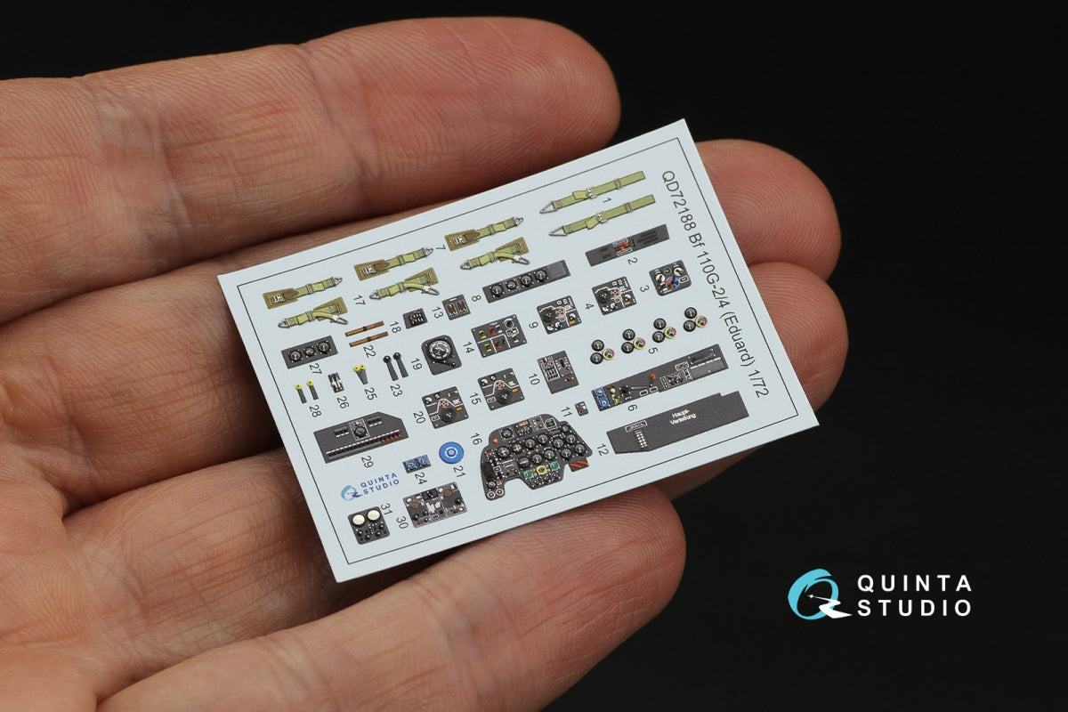 Quinta Studio QD72188 Bf 110G2/4 3D-Printed &amp;amp; colored Interior on decal paper (Eduard) 1/72 – image 3
