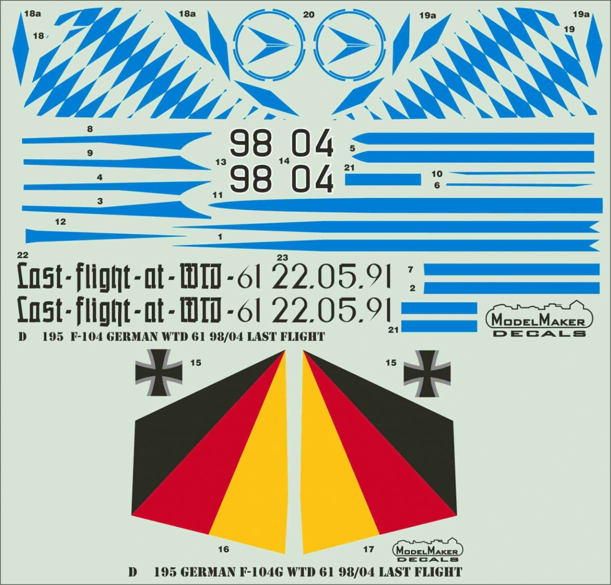 Décalcomanies ModelMaker D48195 F-104 allemand WTD 61 98/04 Dernier vol 1/48 – image 2