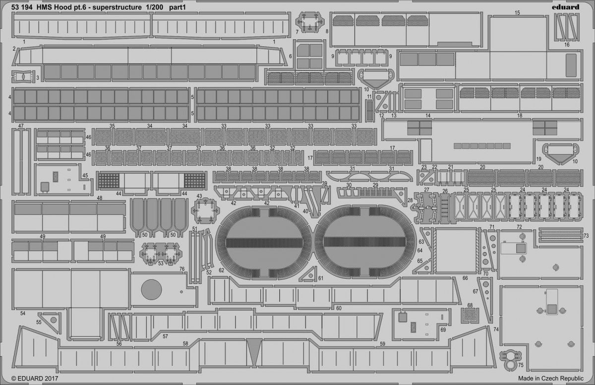 Eduard 53194 HMS Hood pt. 6 superstructure TRUMPETER 1/200