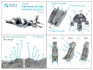Quinta Studio QD48304 Harrier Gr.3 late 3D-Printed &amp;amp; coloured Interior on decal paper (Kinetic) 1/48 – zdjęcie 9