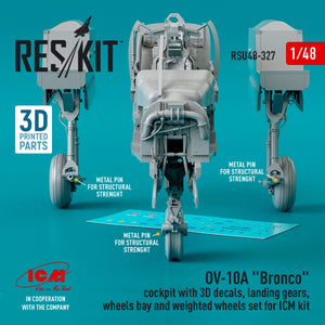 RESKIT RSU48-0327 OV-10A &amp;quot;BRONCO&amp;quot; COCKPIT WITH 3D DECALS, LANDING GEARS, WHEELS BAY AND WEIGHTED WHEELS SET FOR ICM KIT (3D PRINTED) 1/48 – zdjęcie 2
