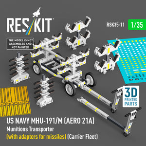 RESKIT RSK35-0011 US NAVY MHU-191/M (AERO 21A) Munitions Transporter (with adapters for missiles) (Carrier Fleet) (3D Printed model kit) 1/35 – image 2
