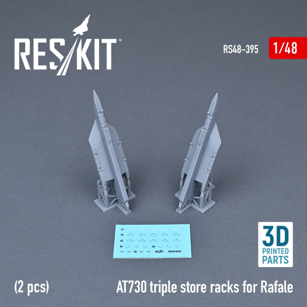 RESKIT RS48-0395 AT730 TRIPLE STORE RACKS FOR RAFALE (2 PCS) (3D PRINTED) 1/48 – image 2