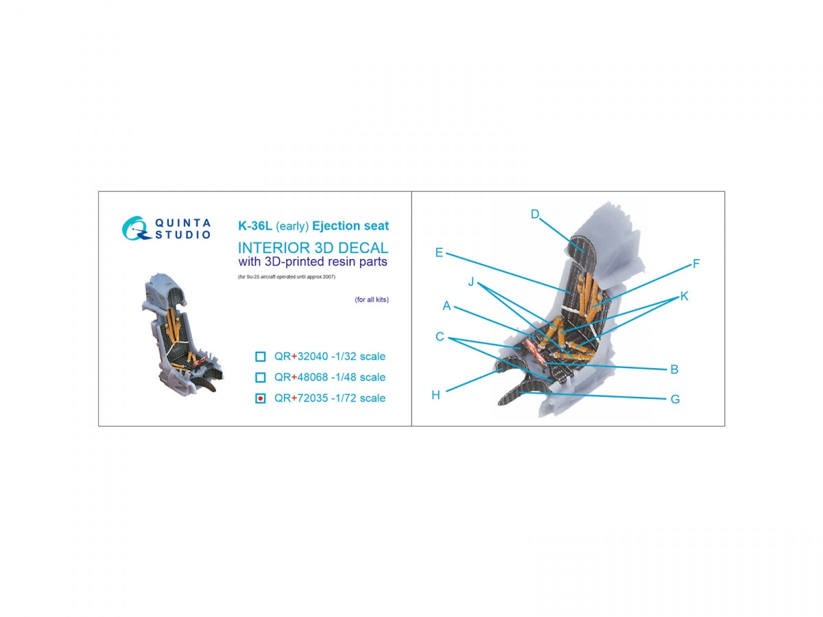 Quinta Studio QR+72035 K-36L (early) ejection seat (for Su-25 aircraft until 2007) (All kits) 1/72 – zdjęcie 7