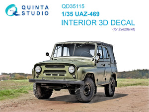 Quinta Studio QD35115 UAZ-469 3D-Printed &amp;amp; coloured Interior on decal paper (Zvezda) 1/35