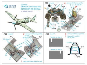Quinta Studio QD48390 Macchi C.202 Folgore Late 3D-Printed &amp;amp; coloured Interior on decal paper (Hasegawa/Eduard) 1/48 – immagine 2