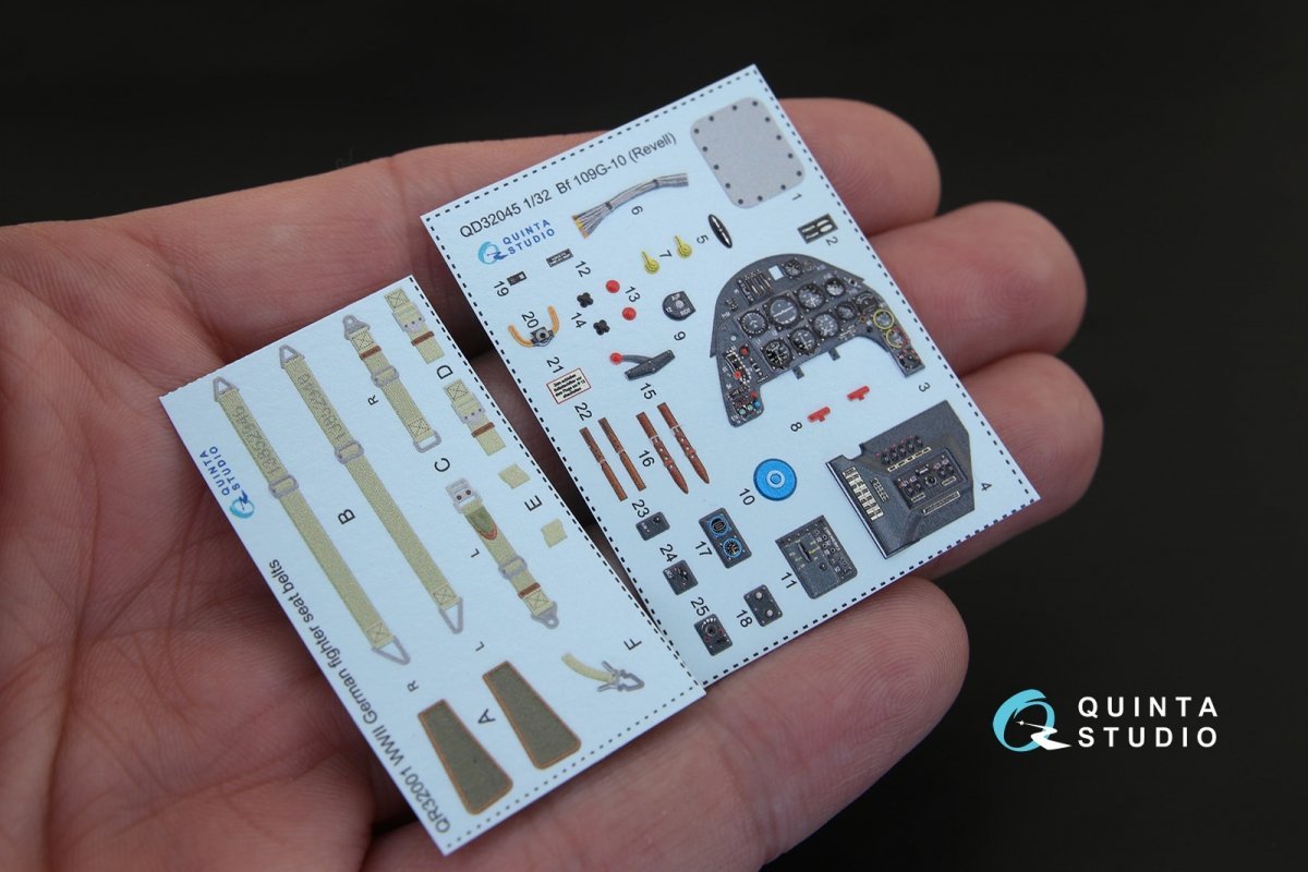 Quinta Studio QD32045 Bf 109G-10 3D-Printed &amp;amp; coloured Interior on decal paper (for Revell kit) 1/32 – zdjęcie 3