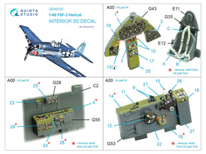 Quinta Studio QD48330 F6F-3 Hellcat 3D-Printed &amp;amp; colored Interior on decal paper (Eduard) 1/48 – image 2