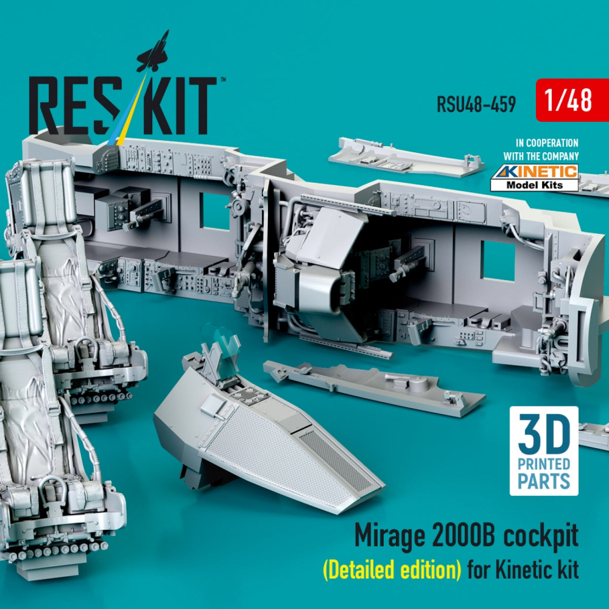 RESKIT RSU48-0459 Mirage 2000B cockpit (Detailed edition) for Kinetic kit (3D Printed) 1/48