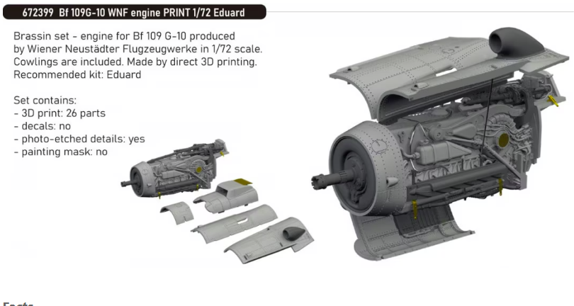 Eduard 672399 Bf 109G-10 WNF Engine EDUARD 1/72