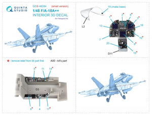 Quinta Studio QDS-48284 F/A-18A++ 3D-Printed &amp;amp; colored Interior on decal paper (Hasegawa) (Small version) 1/48 – image 2