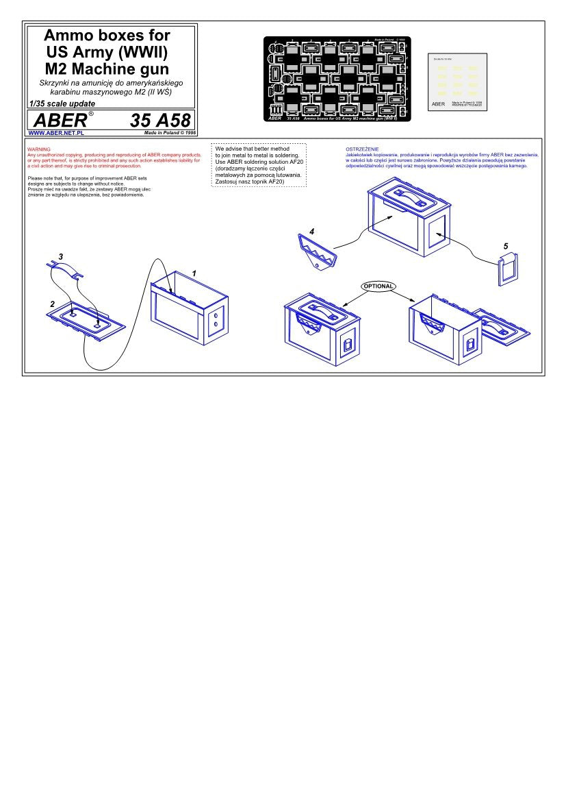 Aber 35A058 Ammunition boxes for Browning M2 (WWII) (1/35) – image 4