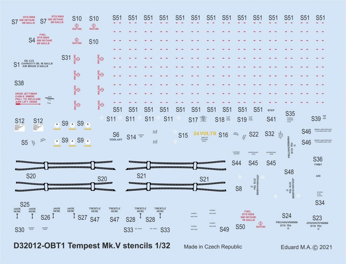 Pochoirs Eduard D32012 Tempest Mk.V SPECIAL HOBBY/REVELL 1/32