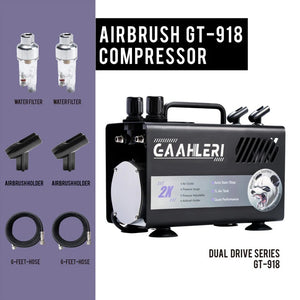 Gaahleri 43127 Dual Drive Series Airbrush Kit Compressor GT-918 – imagen 5