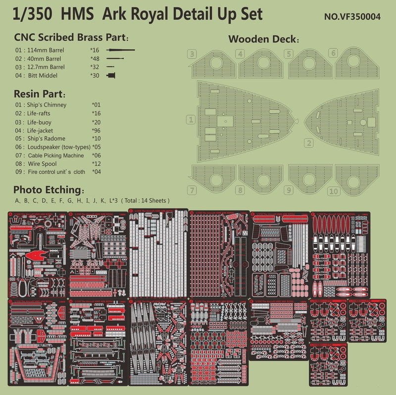 Very Fire VF350004 HMS Ark Royal Detail Up Set Trumpeter 65307 1/350 – zdjęcie 2