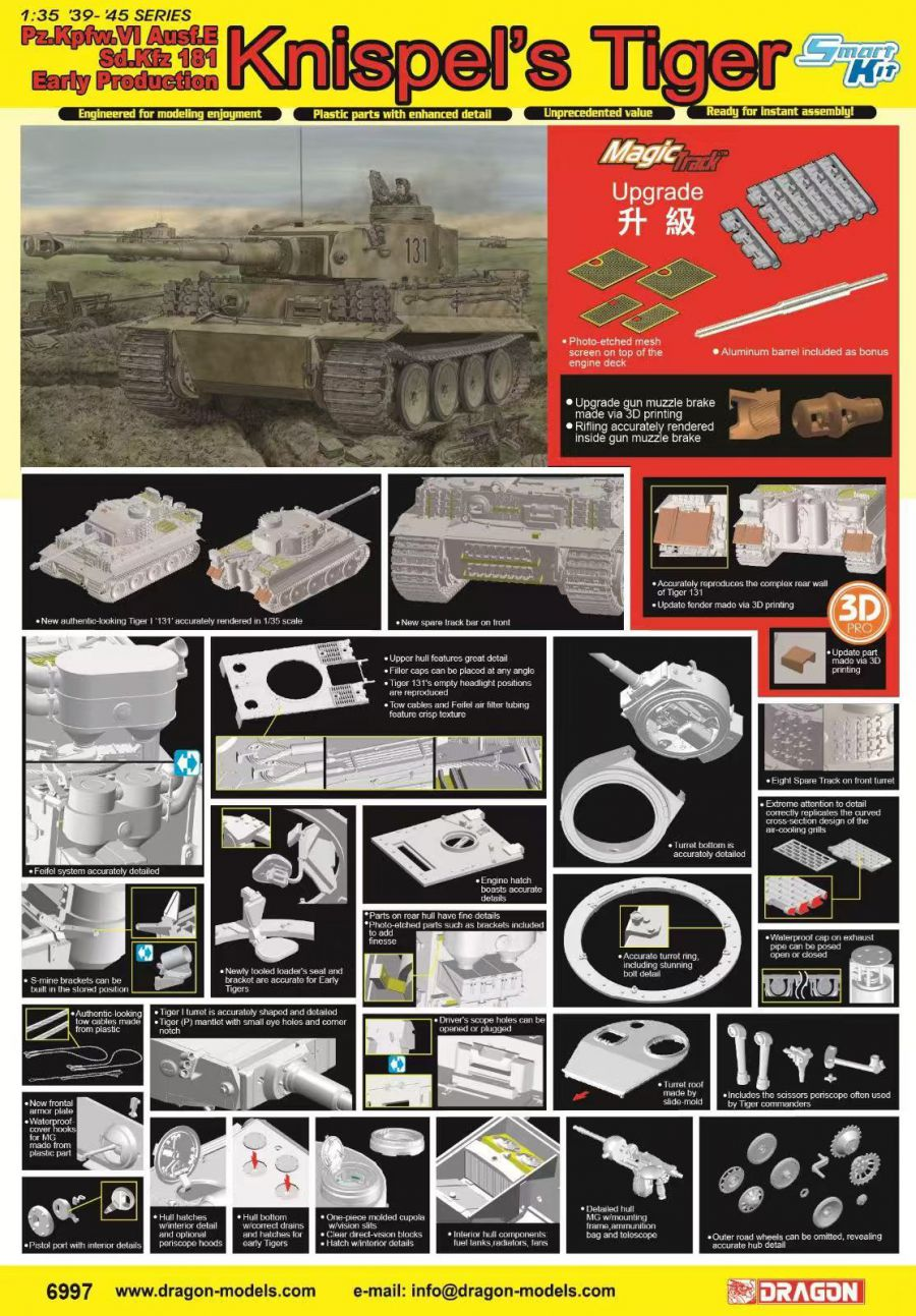 Dragon 6997 Tiger I "Kurt Knispel's Tiger" w/ Magictracks and Alu Barrel 1/35