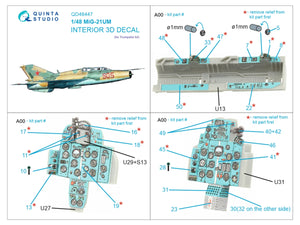 Quinta Studio QD48447 MiG-21UM 3D-Printed colored Interior on decal paper (Trumpeter) 1/48 – image 8