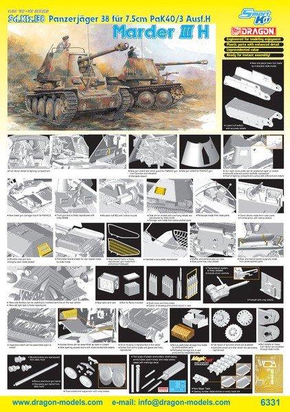 Dragon 6331 Sd.kfz 138 Panzerjager 38 fur 7.5cm Pak 40/3 Ausf H Marder III H 1/35 – image 2