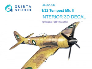 Quinta Studio QD32096 Tempest Mk.II 3D-Printed &amp;amp; colored Interior on decal paper (Special Hobby/Revell) 1/32