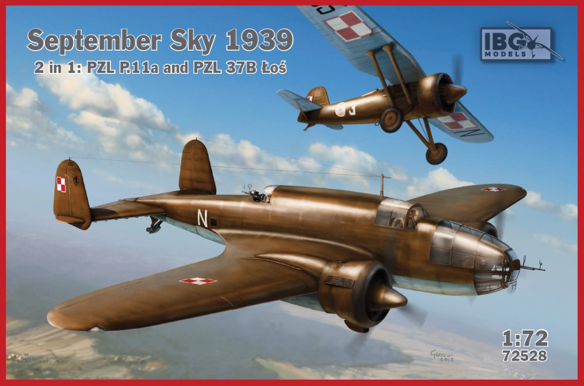 IBG 72528 September Sky 1939: PZL P.11a &amp;amp; PZL.37B Łoś (2in1) 1/72