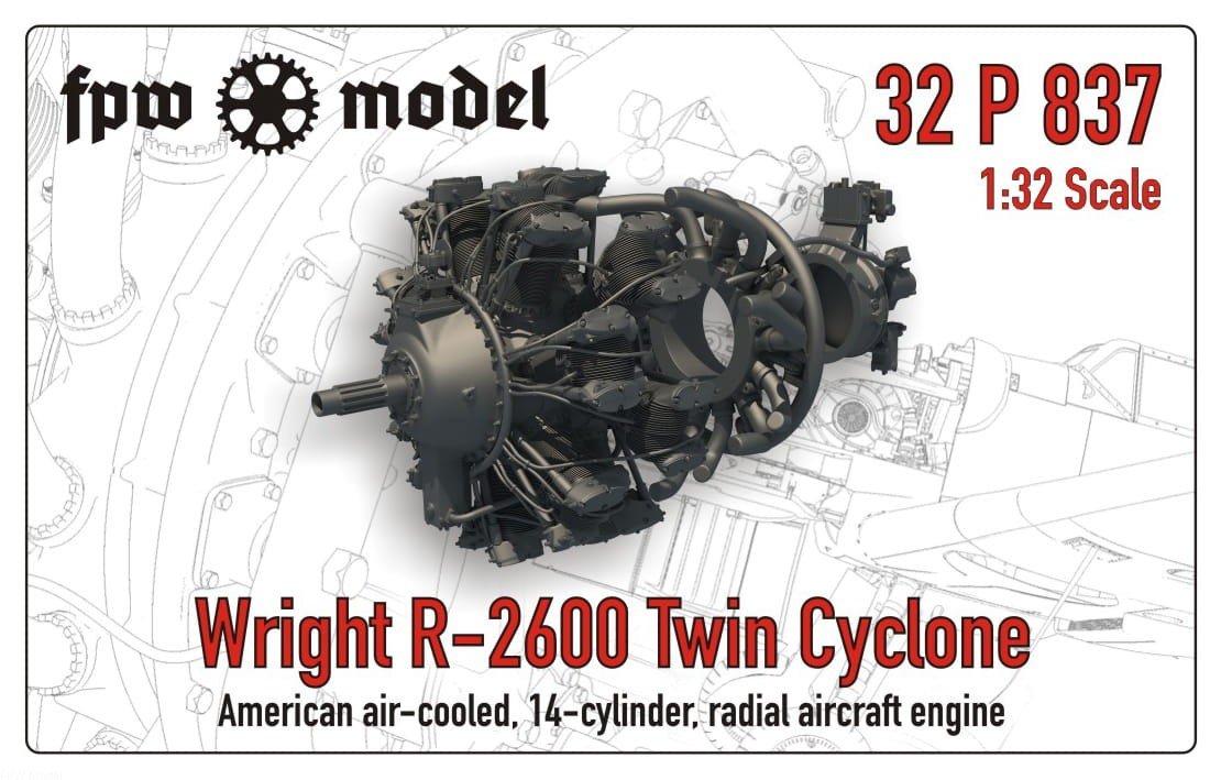 Maquette FPW 32P837 Wright R-2600 Twin Cyclone (complète) 1/32