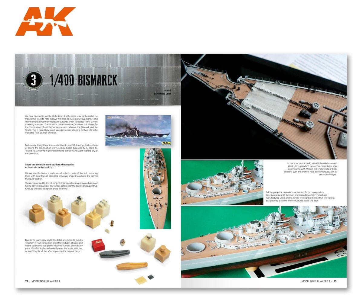 AK Interactive AK249 MODELLING FULL AHEAD 3: BISMARK &amp;amp; TIRPITZ (English) – zdjęcie 5