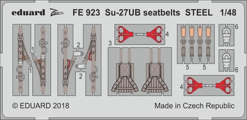 Ceintures de sécurité Eduard FE923 Su-27UB en acier HOBBY BOSS 1/48