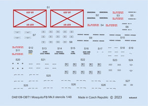 Eduard D48109 Mosquito FB Mk. II stencils TAMIYA 1/48