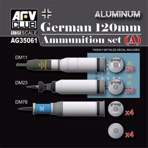 AFV Club AG35061 German 120mm Ammunition set (A) (Aluminum) 1/35