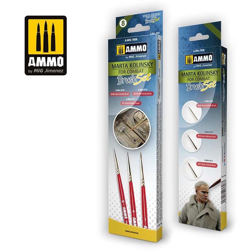 AMMO of Mig Jimenez 7608 Marta Kolinsky for Combat Brush Set