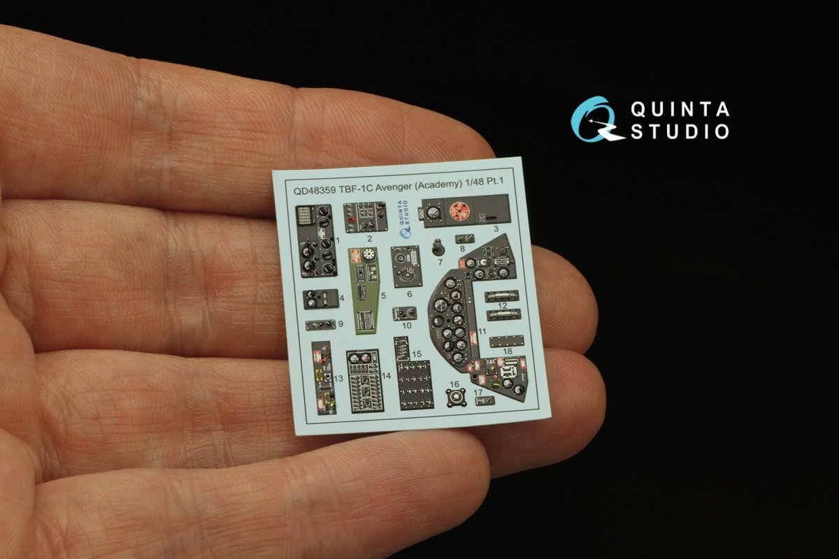 Quinta Studio QD48359 TBF-1 Avenger 3D-Printed &amp;amp; colored Interior on decal paper (Academy) 1/48 – image 4