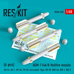 RESKIT RS48-0326 AGM-114A/B HELLFIRE MISSILES (4PCS) 1/48