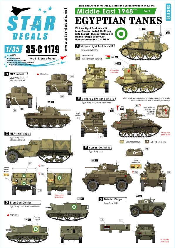 Star Decals 35-C1179 Middle East 1948(ish) 1 1/35
